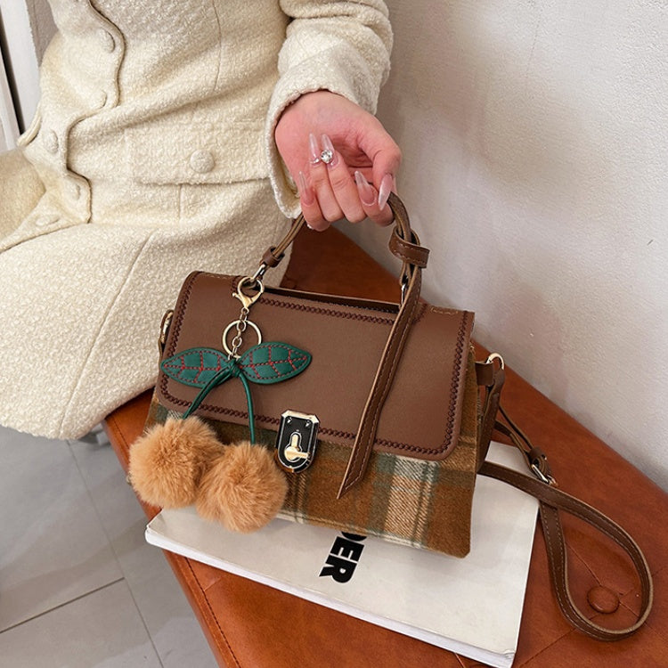DIY Plaid Leather Tote Bag Kit – Beginner-Friendly 8-Minute Handmade Craft Set | Pre-Cut PU & Wool Fabric | Crossbody/Shoulder/Handheld Bag Gift Set