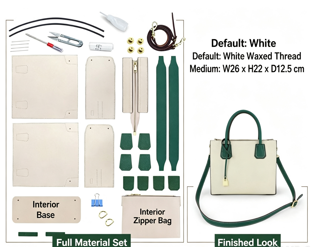 DIY Genuine Leather Shoulder Bag Kit for Beginners – Handmade Crossbody Purse Making Set with Video Tutorial & Complete Materials
