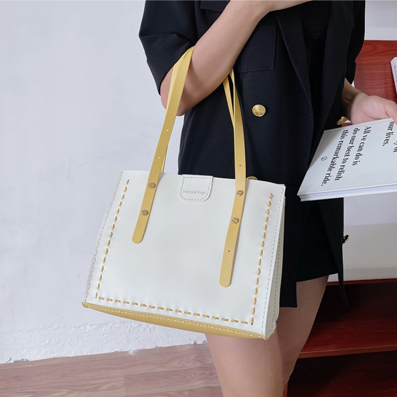 DIY PU Leather Tote Bag Kit for Beginners | Handmade Shoulder Handbag Sewing Craft Set with Video Tutorial | Large Capacity DIY Purse