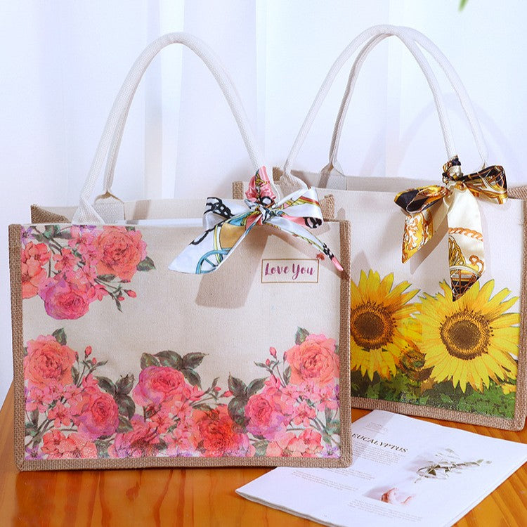 DIY Canvas Tote Bag Decorating Kit with Printed Scarf | Handmade Craft Gift Set for Adults & Kids | Personalized Tote Bag DIY Kit