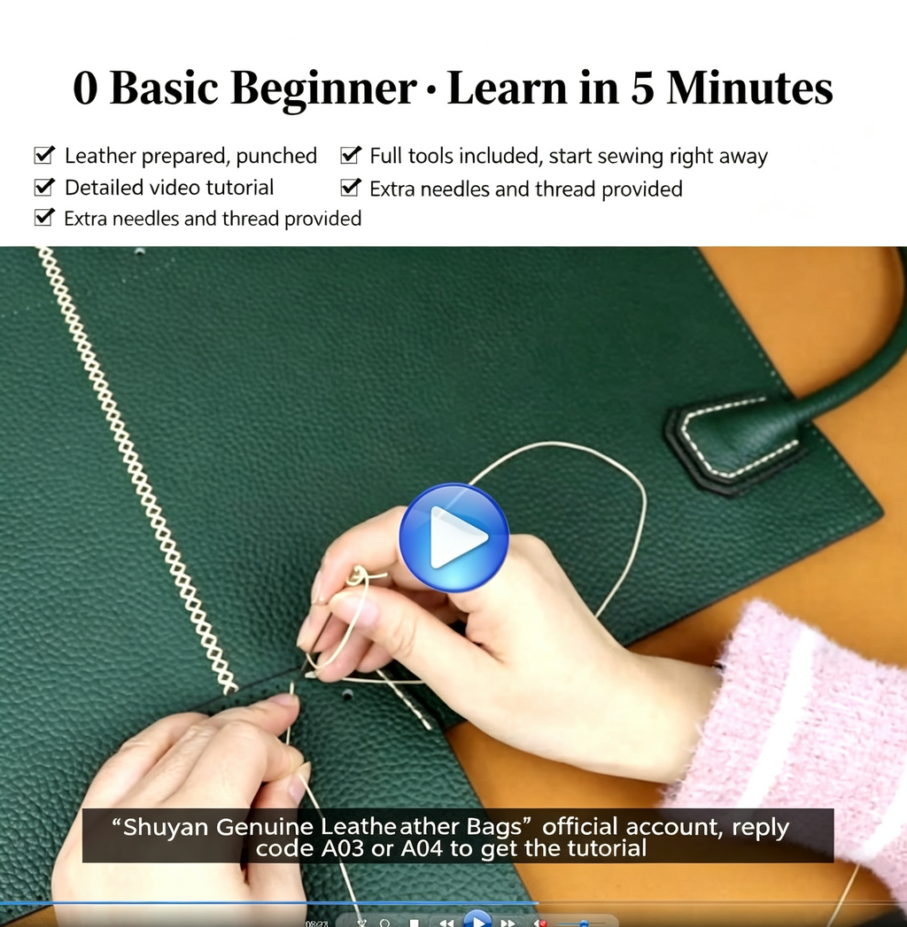 DIY Leather Tote Bag Kit – Beginner Top-Grain Cowhide Crossbody & Shoulder Bag
