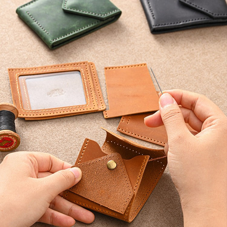 DIY Crazy Horse Leather Driver License Holder Kit | Handmade ID Card Wallet Craft Set for Beginners with Video Tutorial