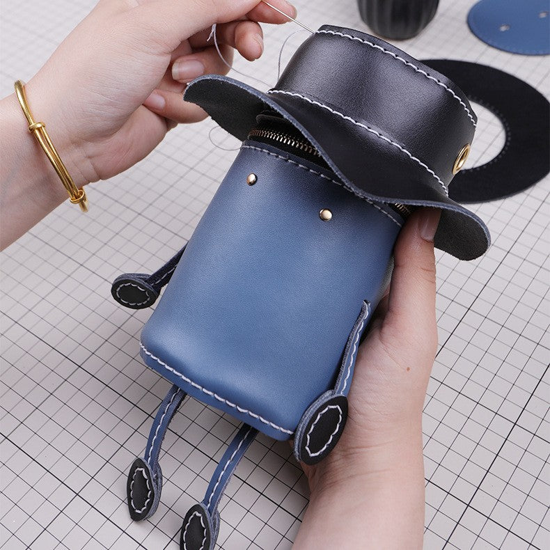 DIY Leather Shoulder Bag Kit for Beginners – Handmade Cowhide Crossbody Bag Sewing Craft Set with Video Tutorial