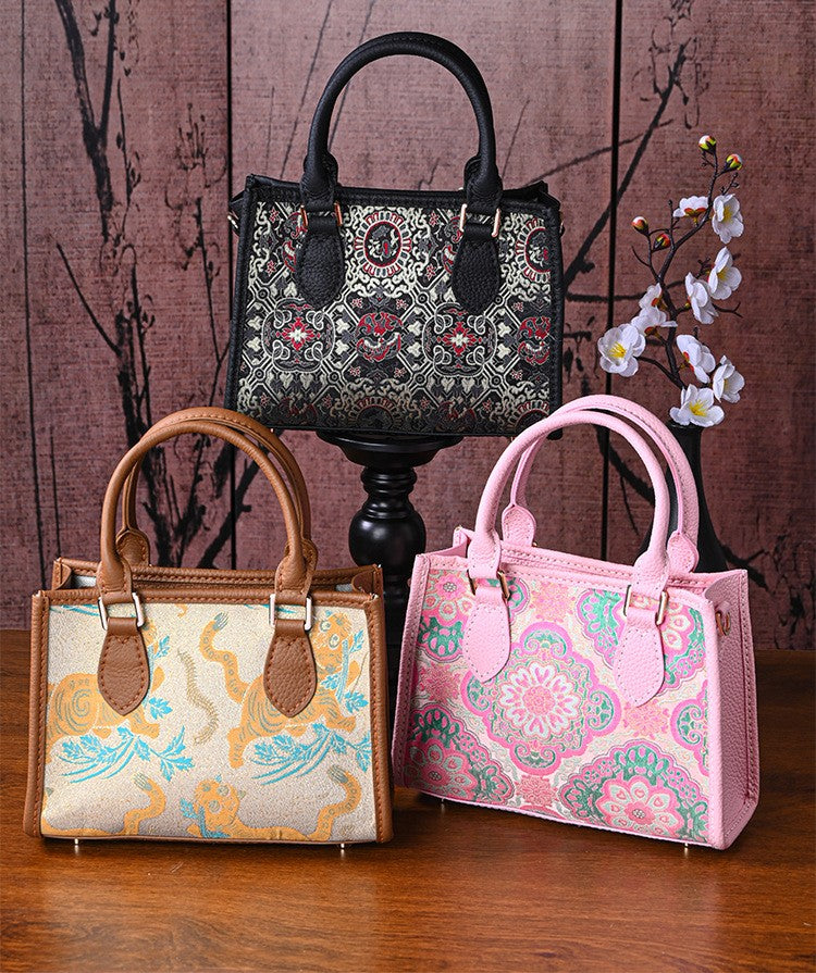 DIY Patchwork Tote Bag Kit | Genuine Leather & Microfiber Handmade Shoulder Bag Craft Set for Beginners