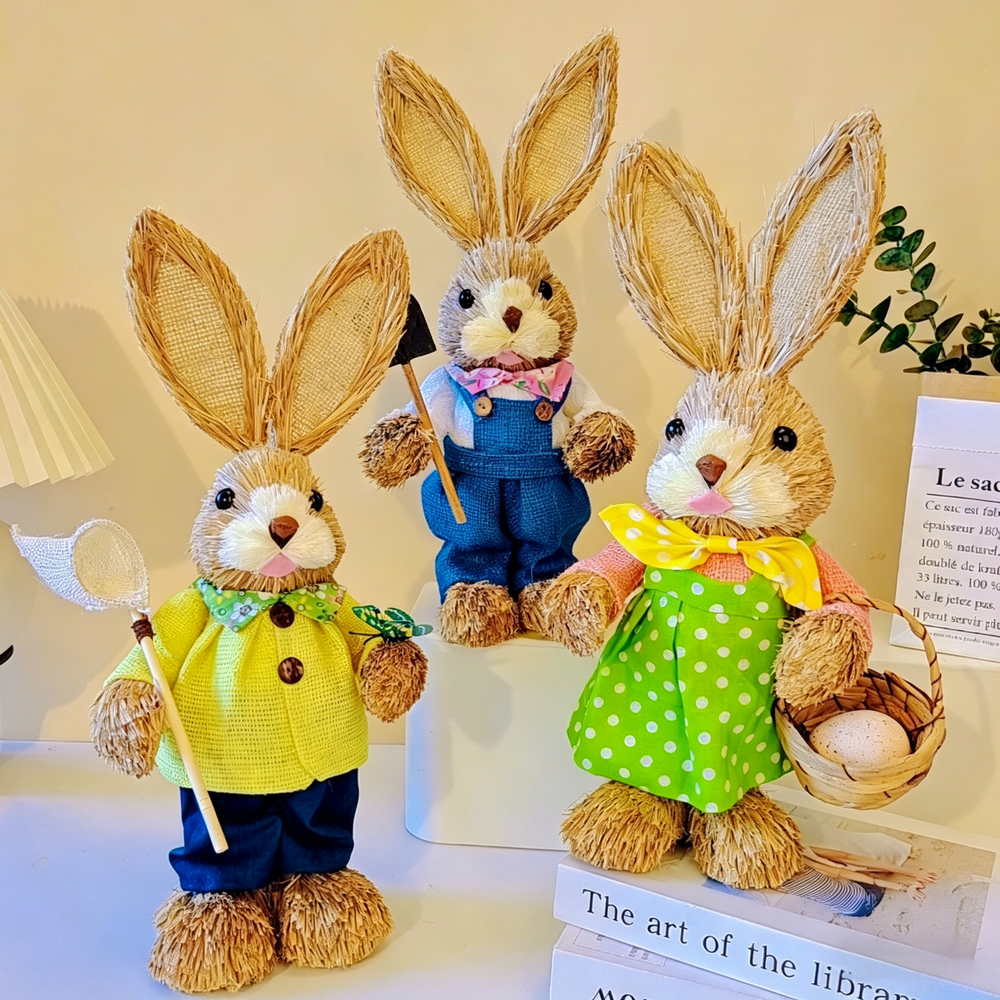 DIY Straw Bunny Craft Kit | Handmade Woven Rabbit Family Set | Spring Easter Home Decor & Mother’s Day Creative Gift