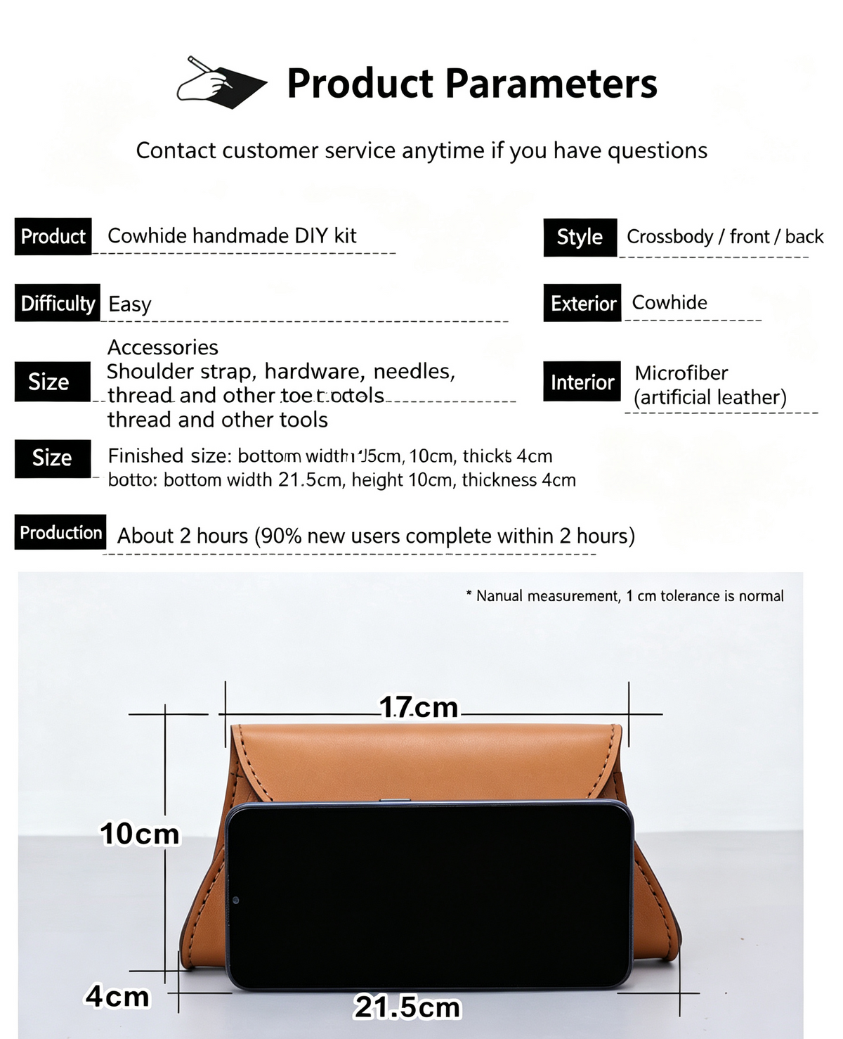 DIY Vintage Leather Fanny Pack Kit for Beginners, Handmade Genuine Cowhide Mini Waist Bag Making Kit, Creative Sewing Craft Gift