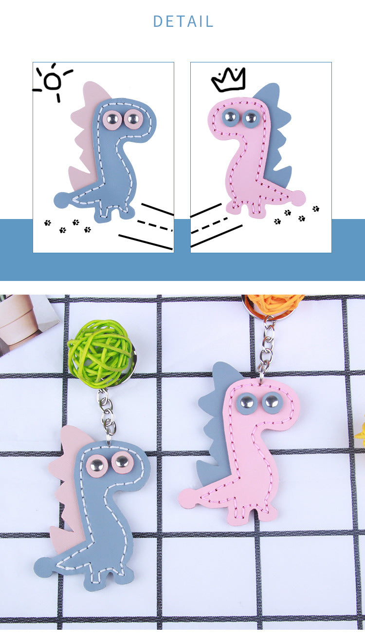 DIY Leather Dinosaur Keychain Kit – Handmade Cute Dino Charm Craft Set for Beginners