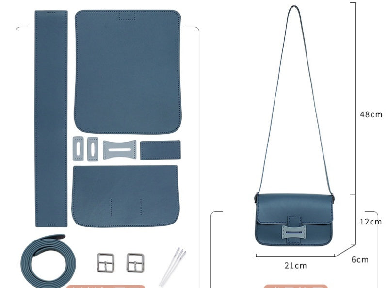 DIY Genuine Leather Shoulder Bag Kit – Handmade Cowhide Crossbody Bag Craft Set for Beginners with Video Tutorial (Elegant Daily Style)