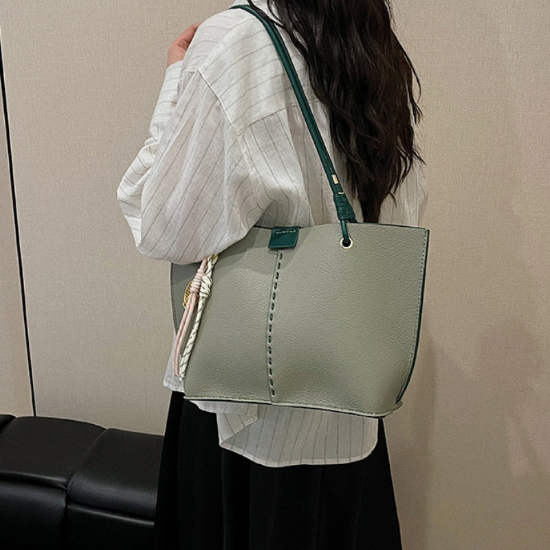 DIY Leather Tote Bag Kit for Beginners – Handmade Shoulder Bag Sewing Craft Set with Pre-Cut PU Leather & Video Tutorial