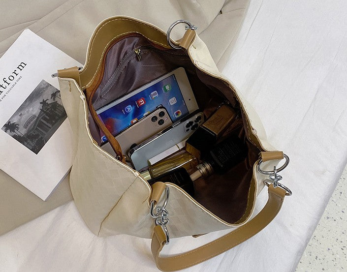 DIY PU Leather Tote Bag Kit for Beginners – Large Capacity Handbag Sewing Kit with Pre-Cut Materials, Video Tutorial & Complete Accessories