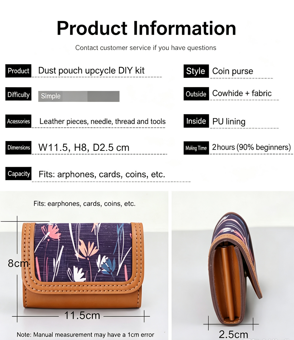 DIY Leather Coin Purse Kit – Handmade Genuine Leather Mini Wallet Craft Set for Beginners with Video Tutorial