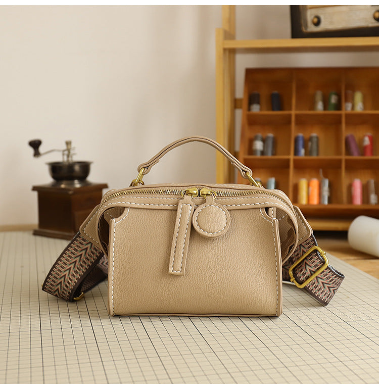 DIY PU Leather Crossbody Bag Kit for Beginners – Pre-Cut Shoulder Purse Sewing Craft Kit with Video Tutorial, Handmade Gift Bag