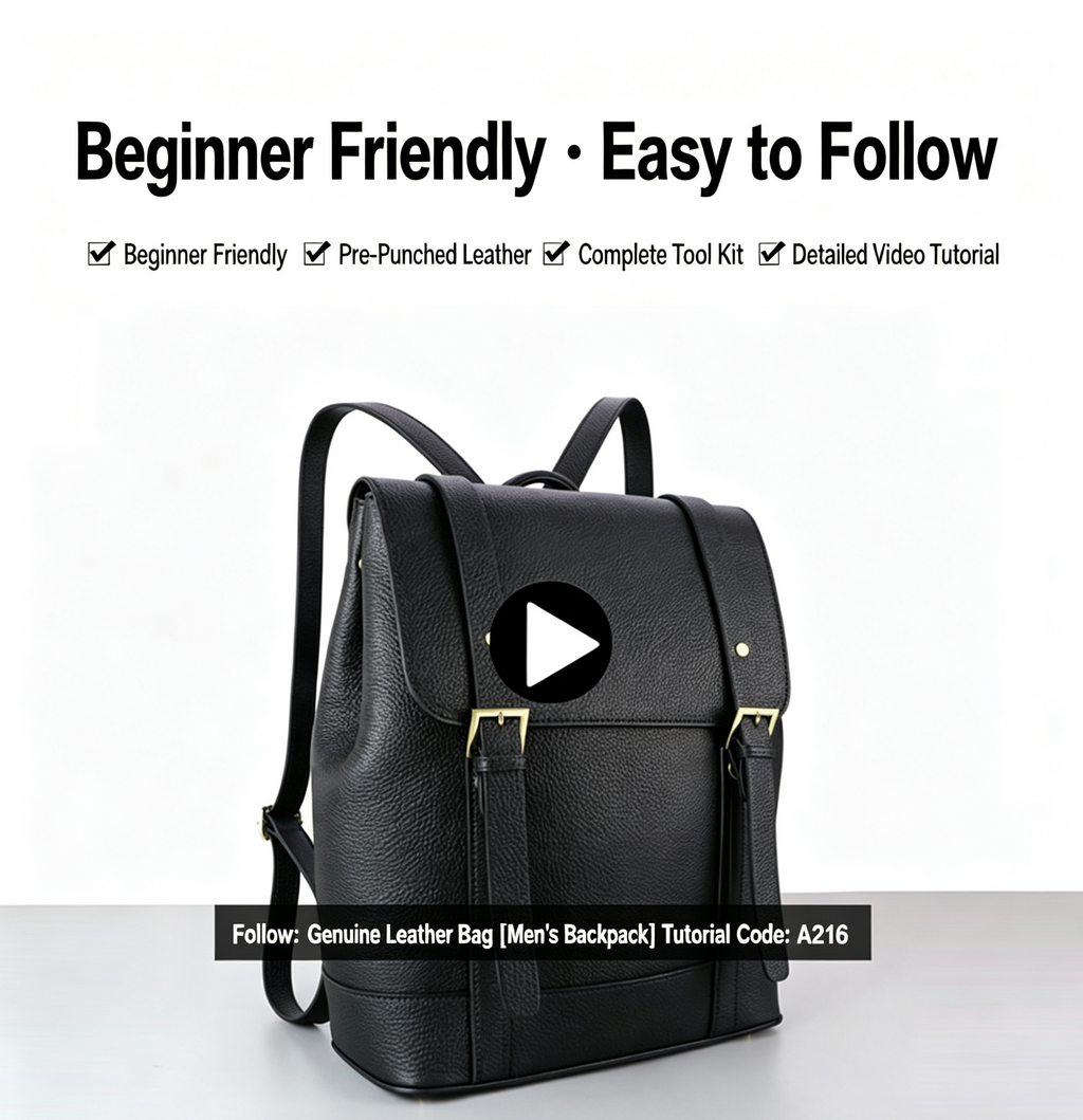 DIY Leather Backpack Kit for Men – Beginner Large Cowhide Work & Travel Bag