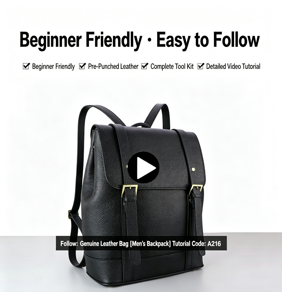 DIY Leather Backpack Kit for Men – Beginner Large Cowhide Work & Travel Bag