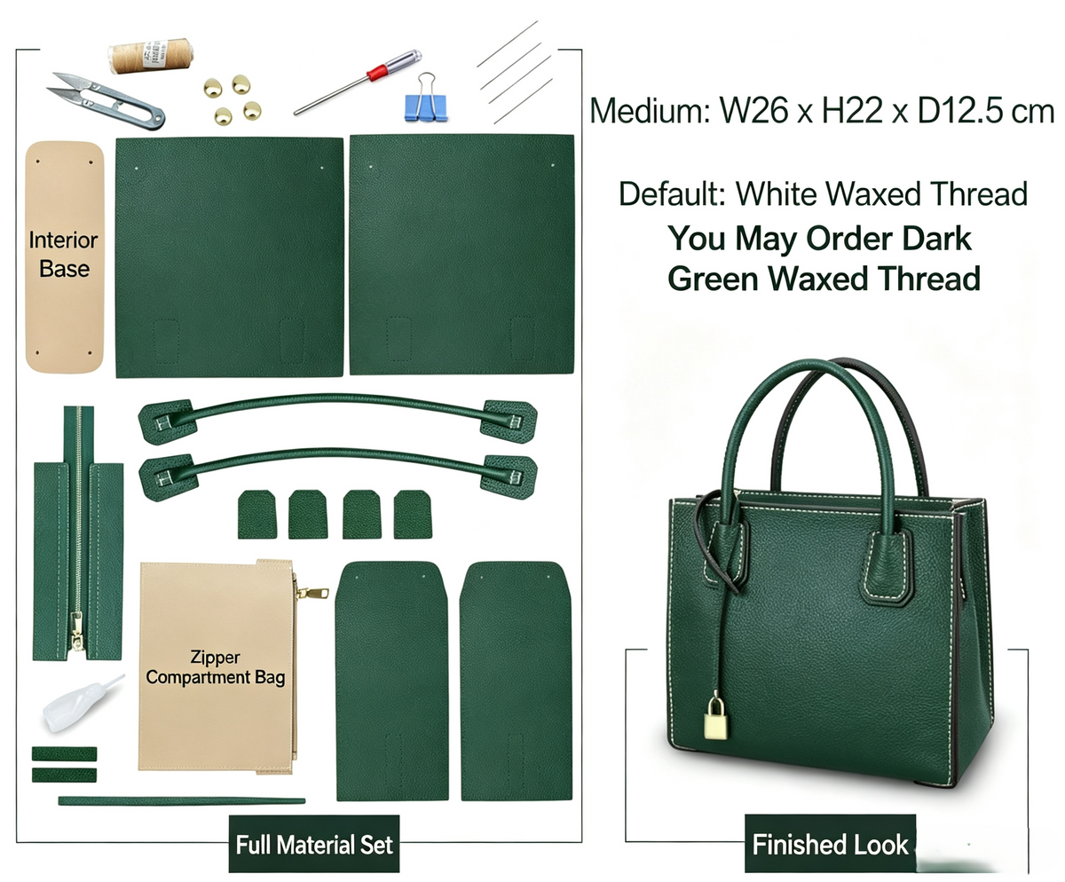 DIY Genuine Leather Shoulder Bag Kit for Beginners – Handmade Crossbody Purse Making Set with Video Tutorial & Complete Materials