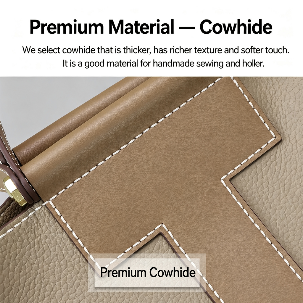 DIY Leather Shoulder Bag Kit – Beginner Large Top-Grain Cowhide Handbag