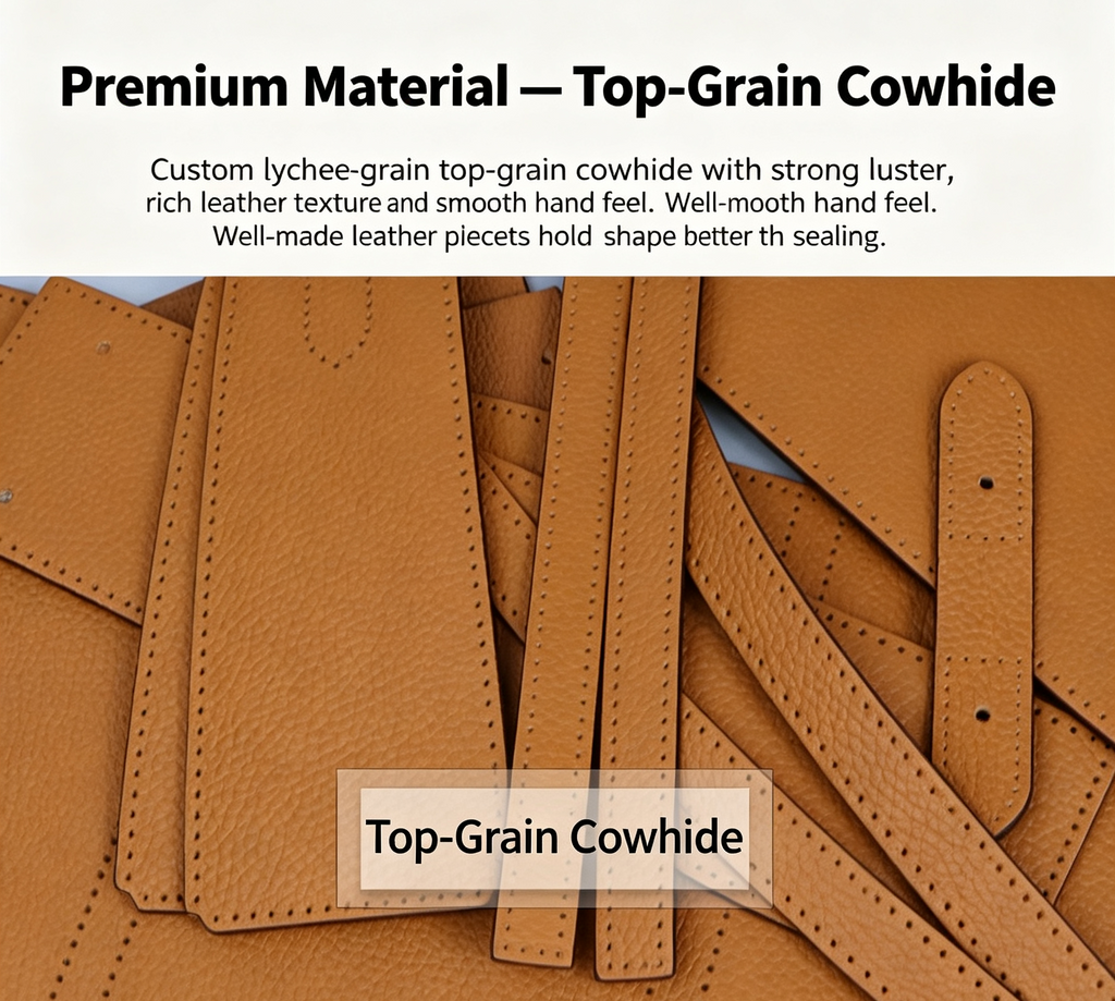 DIY Men's Full-Grain Leather Tote Bag Kit – Handmade Leather Shoulder & Crossbody Bag