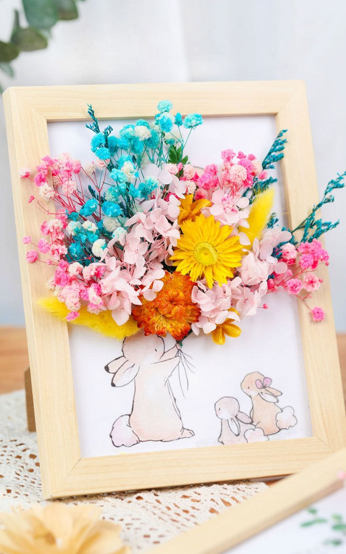 DIY Dried Flower Photo Frame Kit | Natural Preserved Flower Craft Set with Wooden Frame | Handmade Home Decor & Gift for Mother’s Day