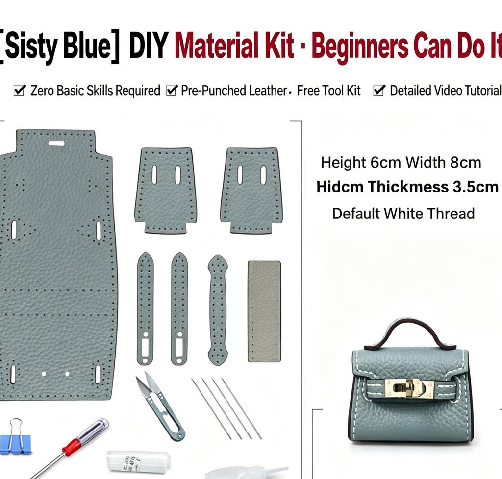 DIY Mini Leather Bag Charm Kit – Beginner Cowhide Bag Pendant & Handmade Gift