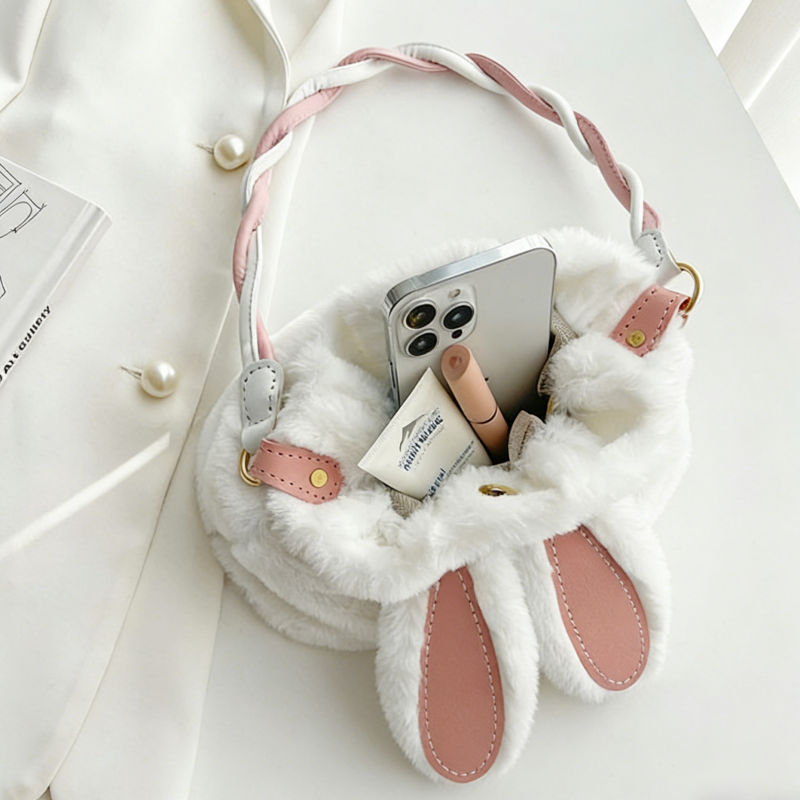 DIY Plush Shoulder Bag Kit – Handmade Fuzzy Tote Bag Craft Kit for Beginners with Video Tutorial (Soft Faux Fur Handbag)