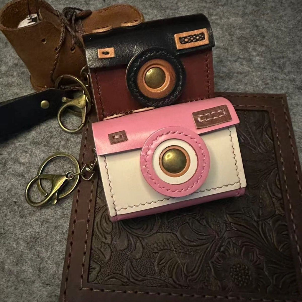 DIY Leather Earphone Case Kit – Handmade Cowhide Keychain Bag Craft Set for Beginners (Video Tutorial Included)