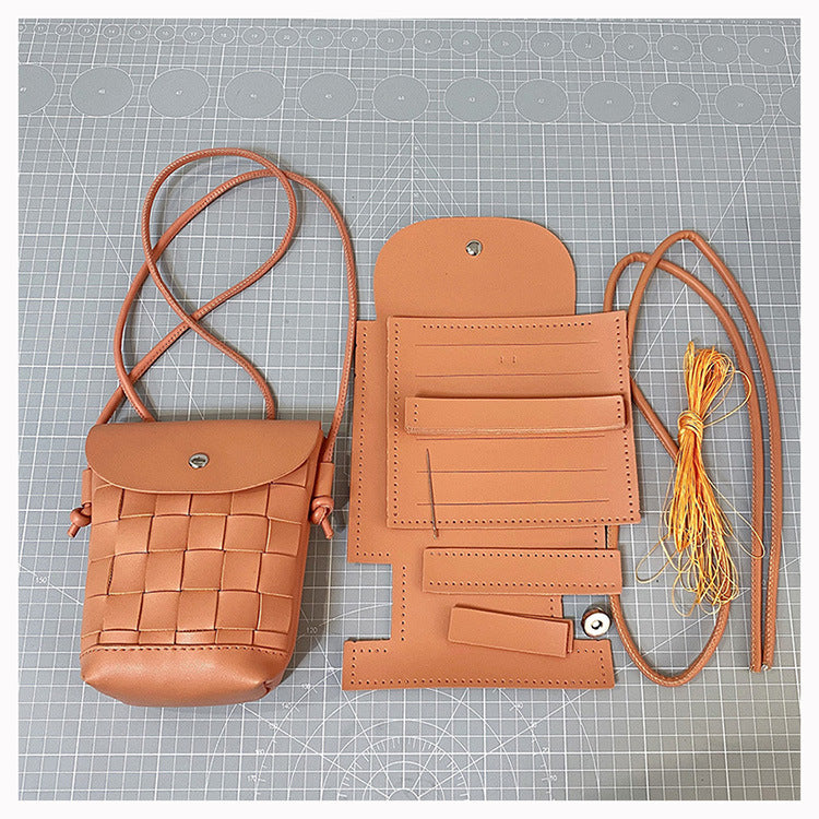 DIY Handmade Crossbody & Handbag Kit for Beginners – Pre-Cut PU Leather Sewing Set with Video Tutorial, Multi-Way Wear Gift Bag