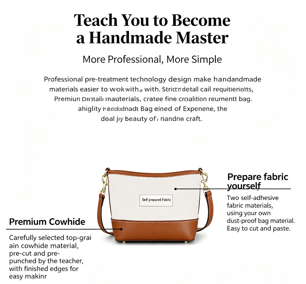 DIY Leather Crossbody Bag Kit – Beginner Top-Grain Cowhide Bag Making Kit