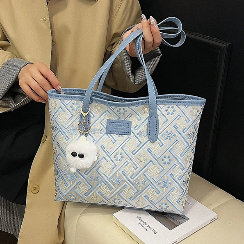 DIY Fabric Tote Bag Kit for Beginners | Handmade Shoulder Handbag Sewing Craft Set with Video Tutorial | Large Capacity DIY Bag