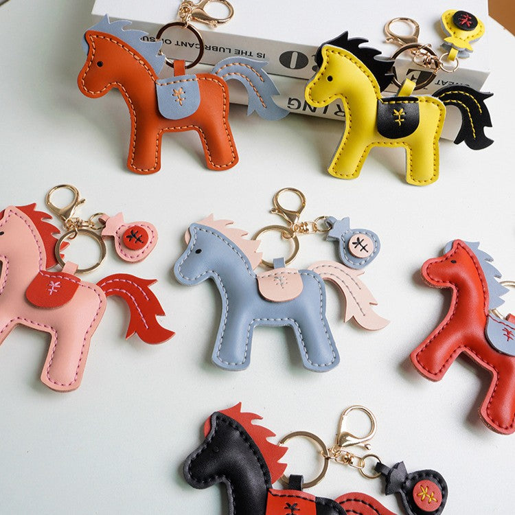 DIY Leather Horse Keychain Kit – Handmade Genuine Leather Craft Set with Video Tutorial (Multicolor)