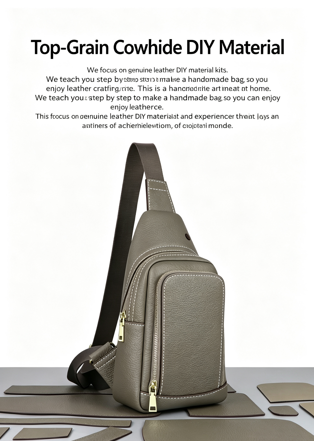 DIY Men's Leather Sling Bag Kit – Full-Grain Leather Crossbody Bag Making Kit