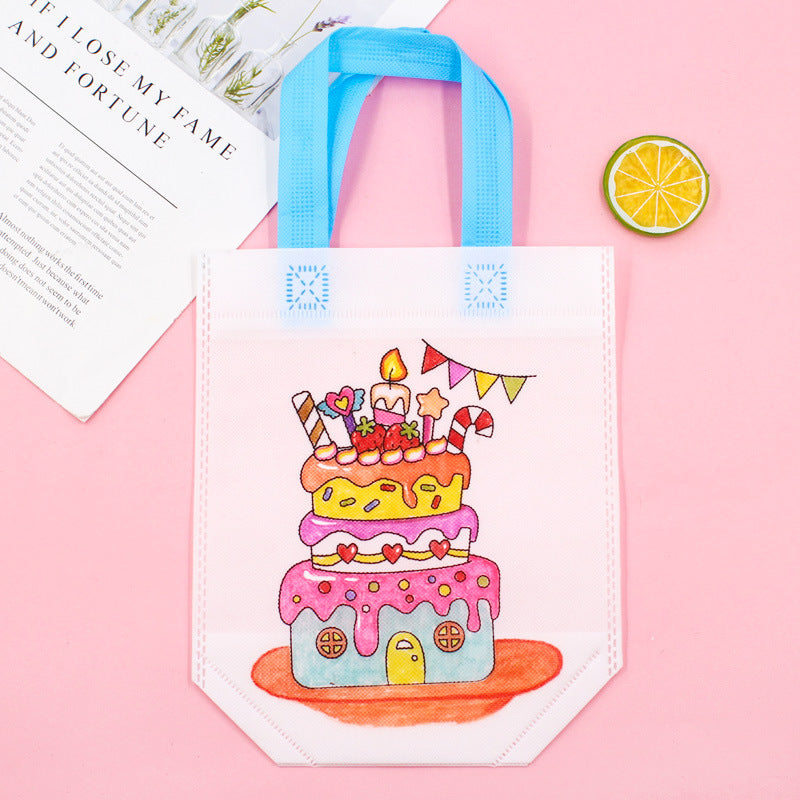 DIY Cartoon Coloring Tote Bag Kit for Kids – Creative Non-Woven Fabric Painting Handbag with Markers
