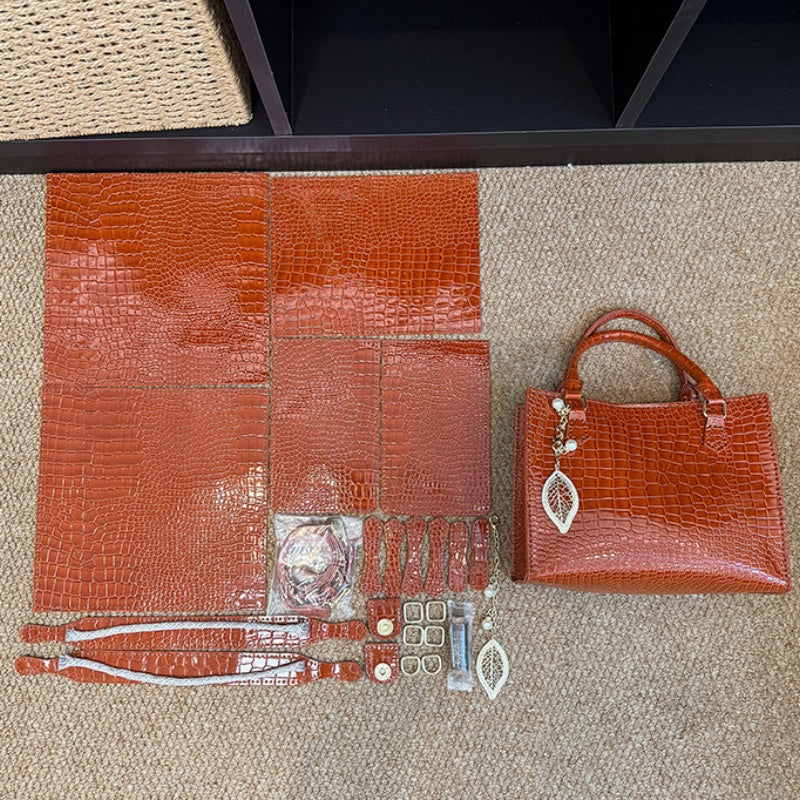 DIY PU Leather Handbag Kit | Handmade Crossbody Shoulder Tote Bag Craft Set for Beginners