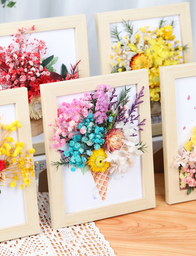 DIY Dried Flower Photo Frame Kit | Natural Preserved Flower Craft Set with Wooden Frame | Handmade Home Decor & Gift for Mother’s Day