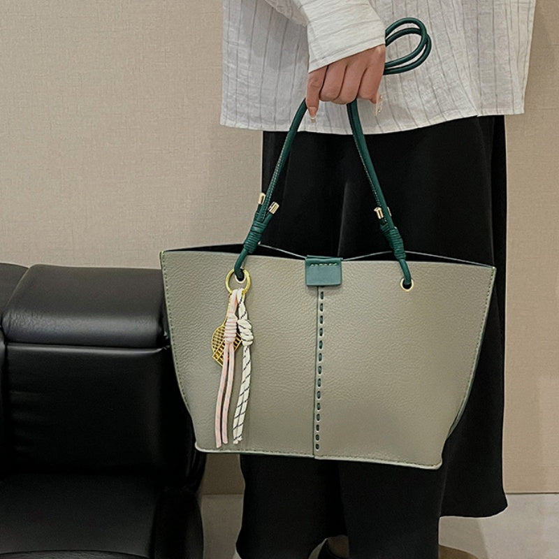 DIY Leather Tote Bag Kit for Beginners – Handmade Shoulder Bag Sewing Craft Set with Pre-Cut PU Leather & Video Tutorial