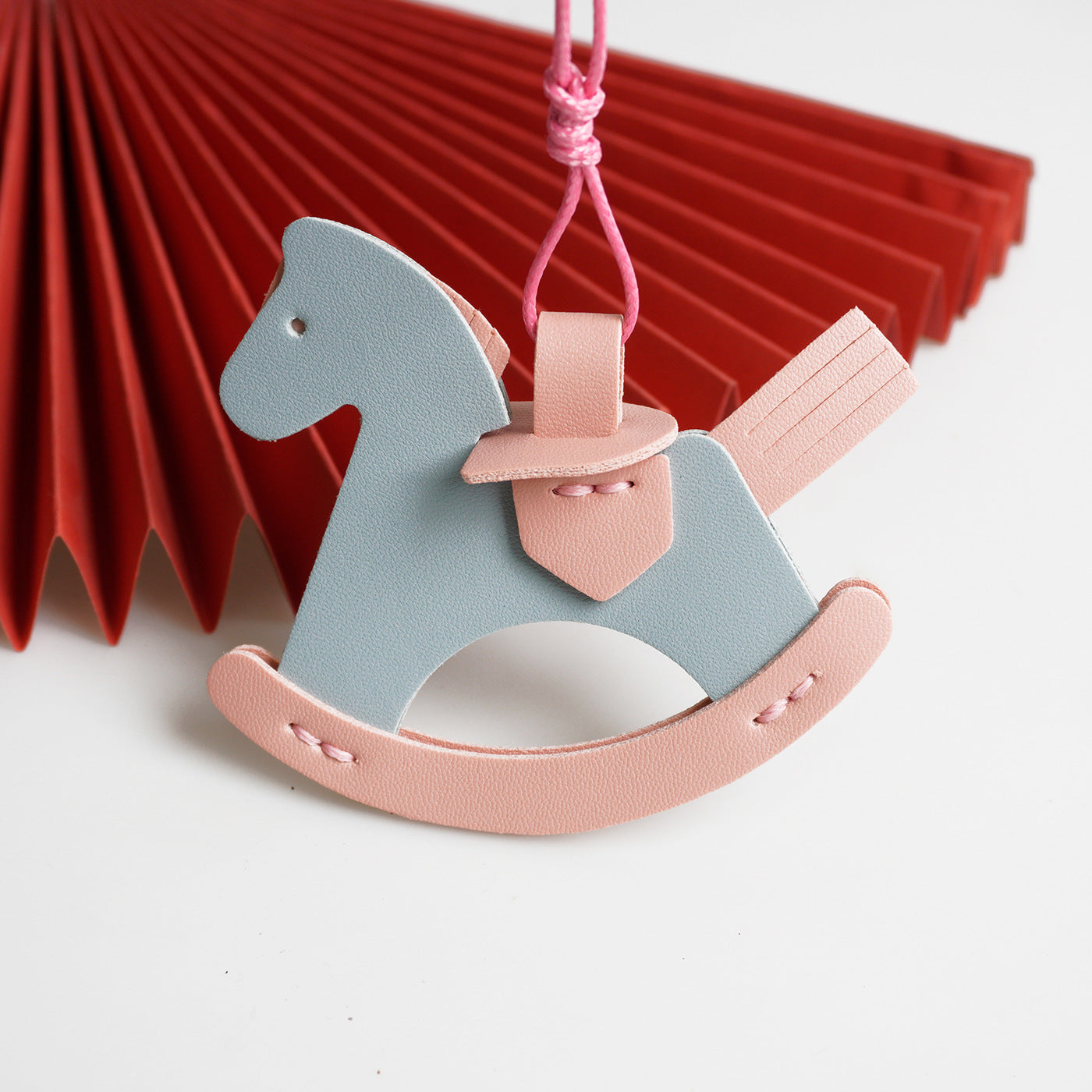 DIY Rocking Horse Keychain Kit for Beginners – Handmade PU Leather Bag Charm & Key Pendant with Video Tutorial