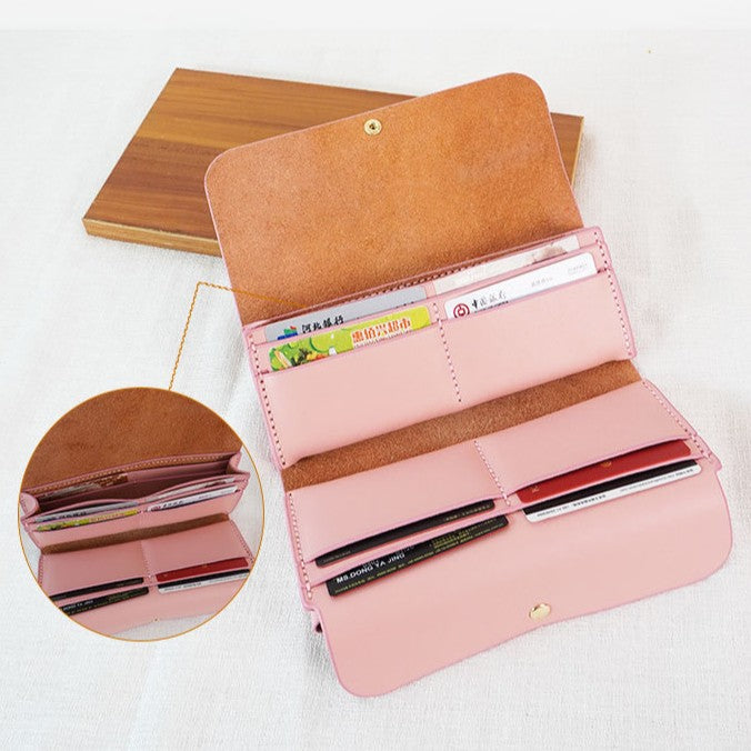 DIY Genuine Leather Long Card Holder Wallet Kit – Handmade Bifold Card Wallet Craft Kit for Beginners with Video Tutorial