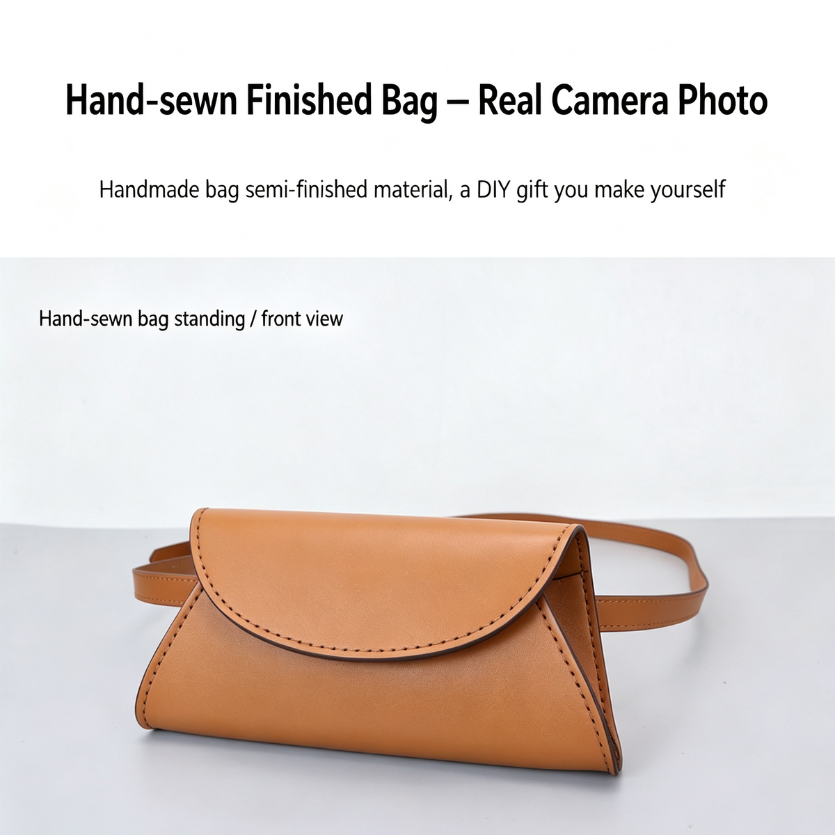 DIY Vintage Leather Fanny Pack Kit for Beginners, Handmade Genuine Cowhide Mini Waist Bag Making Kit, Creative Sewing Craft Gift