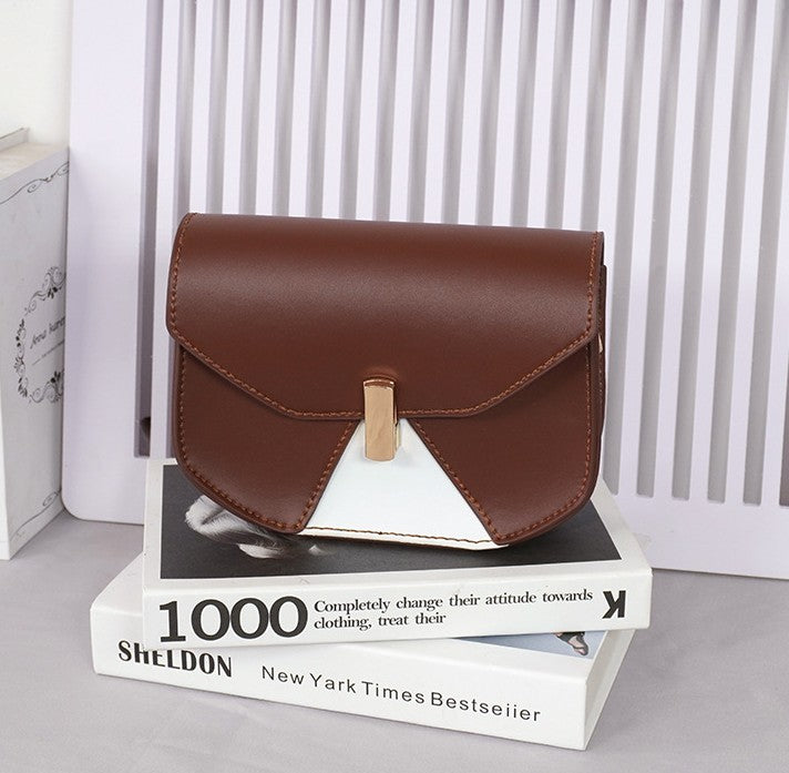DIY Geometric Flap Genuine Leather Saddle Crossbody Bag Sewing Kit, Multi Color Adjustable Strap Shoulder Bag Handmade Craft Gift For Women