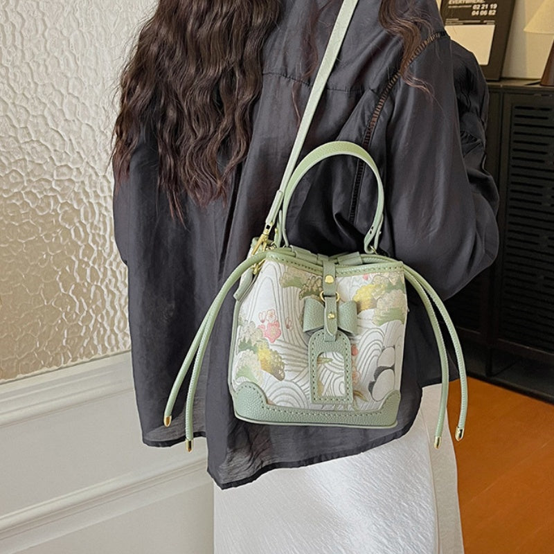 DIY PU Leather Bow Bucket Bag Kit | Beginner-Friendly Vintage Handbag Craft Set with Video Tutorial