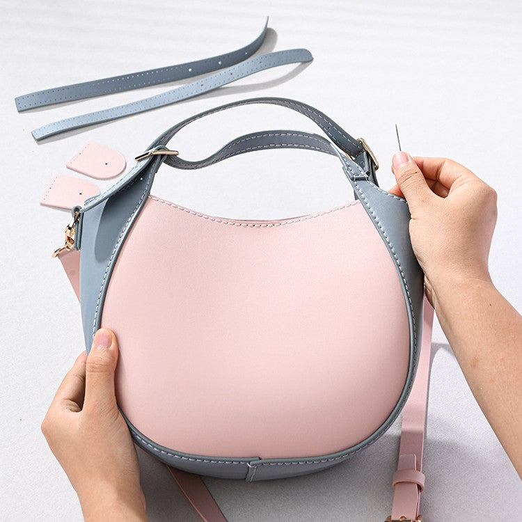 DIY Leather Bucket Bag Kit – Handmade Crossbody Shoulder Bag Craft Set for Beginners with Video Tutorial