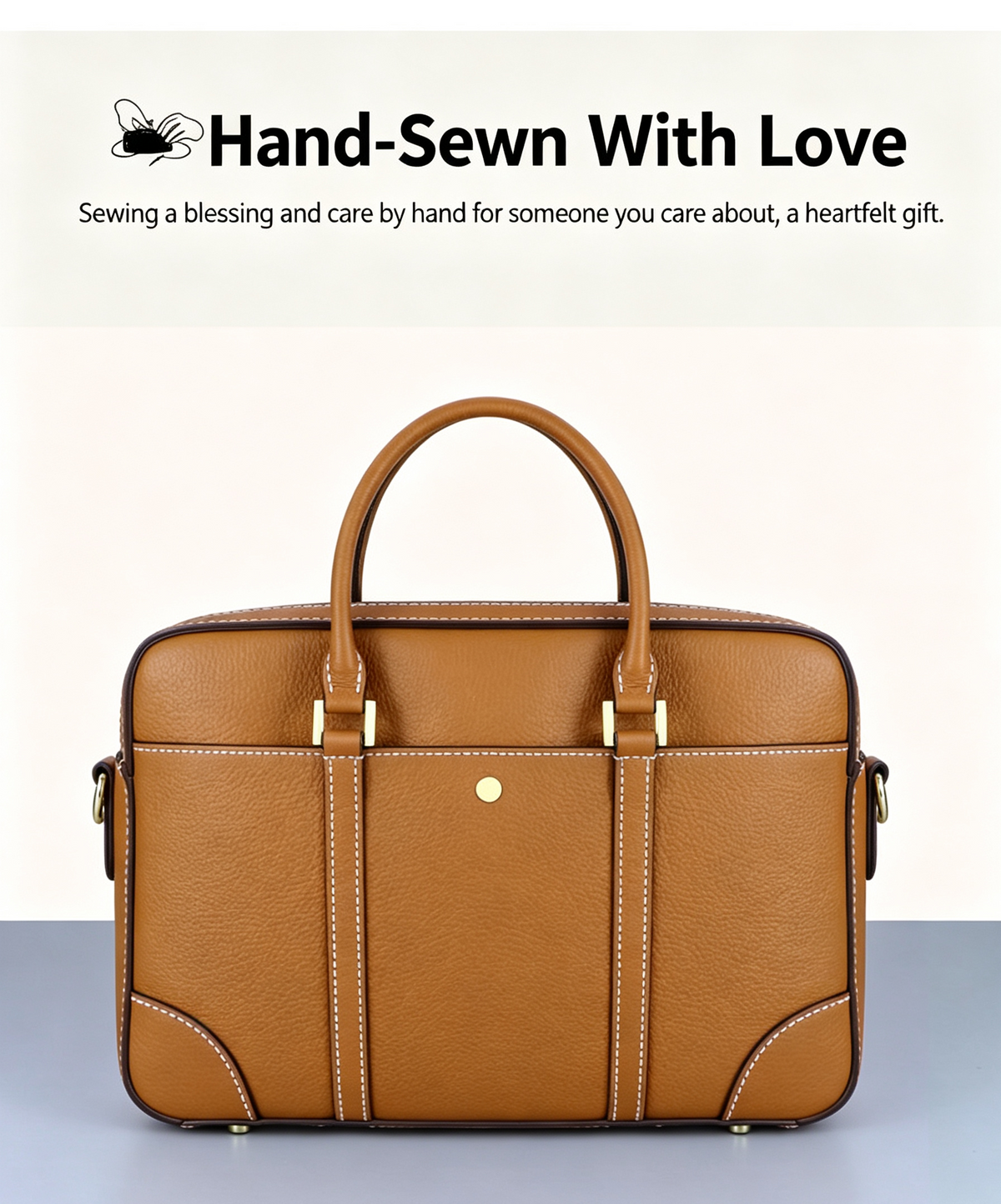 DIY Men's Full-Grain Leather Tote Bag Kit – Handmade Leather Shoulder & Crossbody Bag