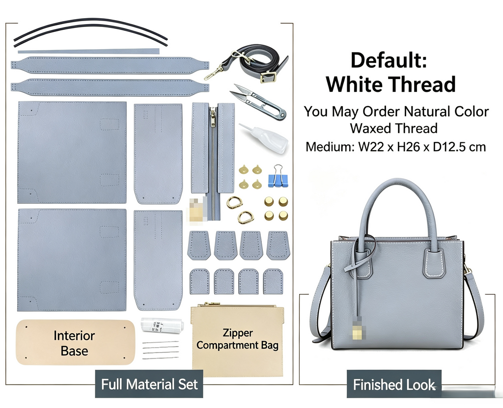 DIY Genuine Leather Shoulder Bag Kit for Beginners – Handmade Crossbody Purse Making Set with Video Tutorial & Complete Materials