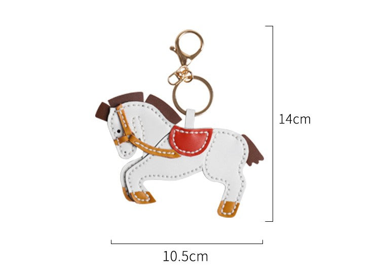 DIY Leather Horse Keychain Kit for Beginners – Handmade Cowhide Bag Charm & Keyring Craft Set with Video Tutorial
