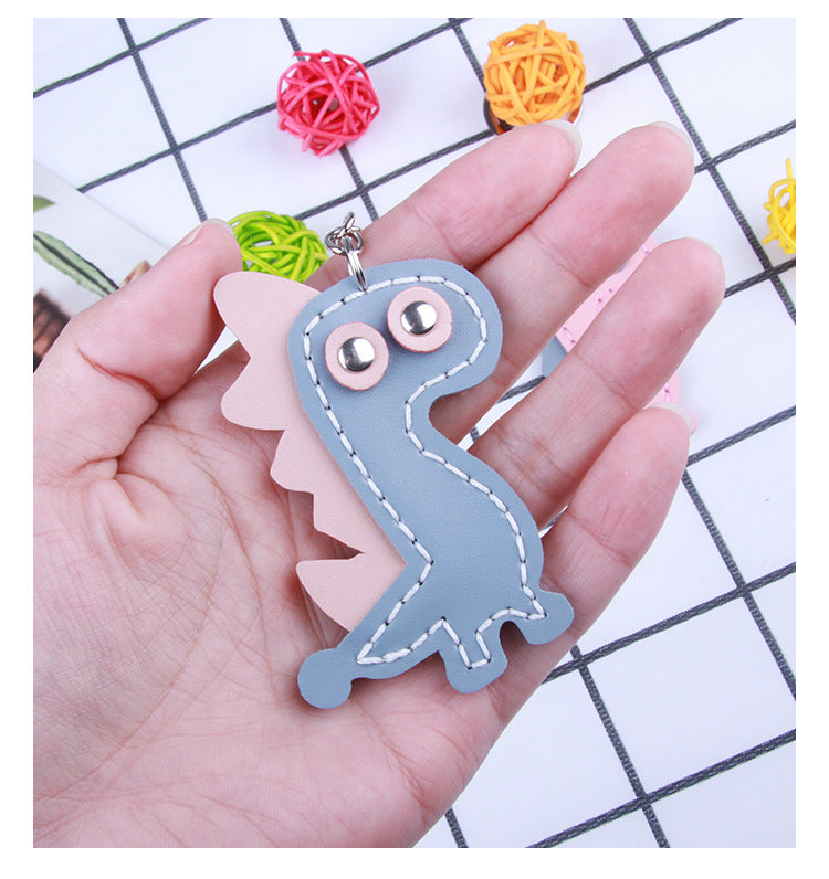 DIY Leather Dinosaur Keychain Kit – Handmade Cute Dino Charm Craft Set for Beginners