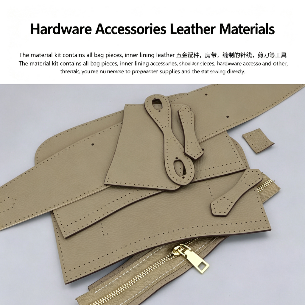 DIY Leather Bucket Bag Kit for Beginners – Genuine Leather Crossbody Purse Making Set with Video Tutorial & Complete Materials
