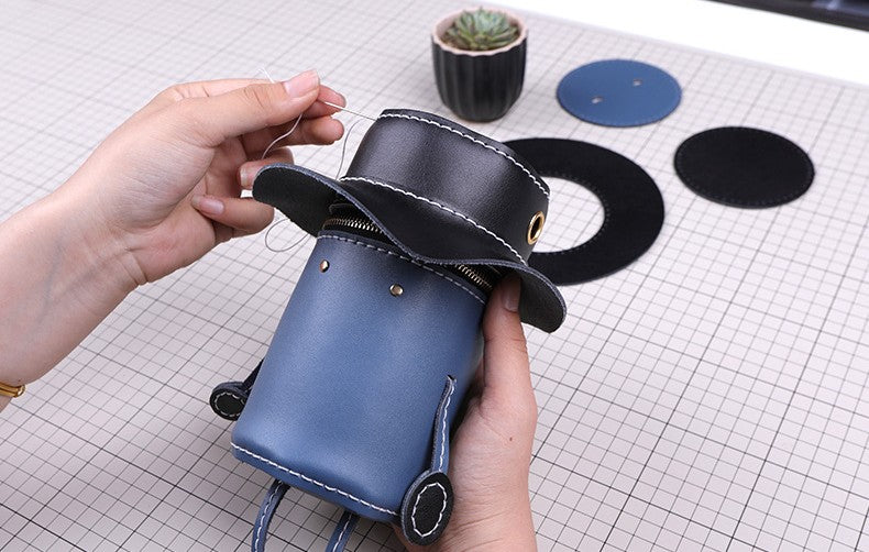 DIY Leather Shoulder Bag Kit for Beginners – Handmade Cowhide Crossbody Bag Sewing Craft Set with Video Tutorial