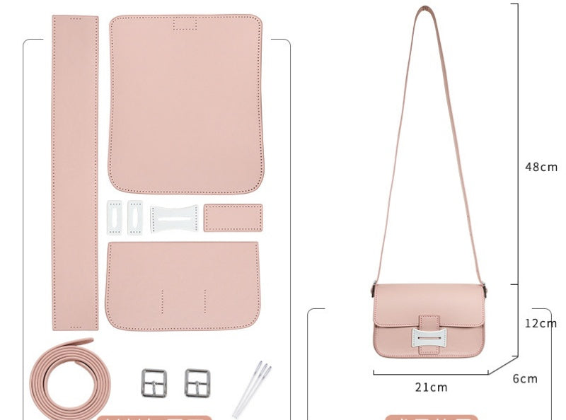 DIY Genuine Leather Shoulder Bag Kit – Handmade Cowhide Crossbody Bag Craft Set for Beginners with Video Tutorial (Elegant Daily Style)