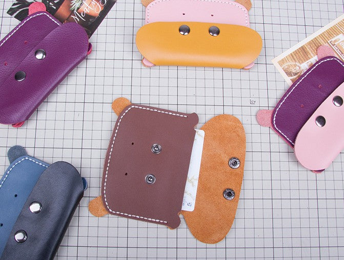 DIY Leather Card Holder Kit for Beginners – Handmade Waxed Leather Card Wallet with Video Tutorial & Complete Craft Set