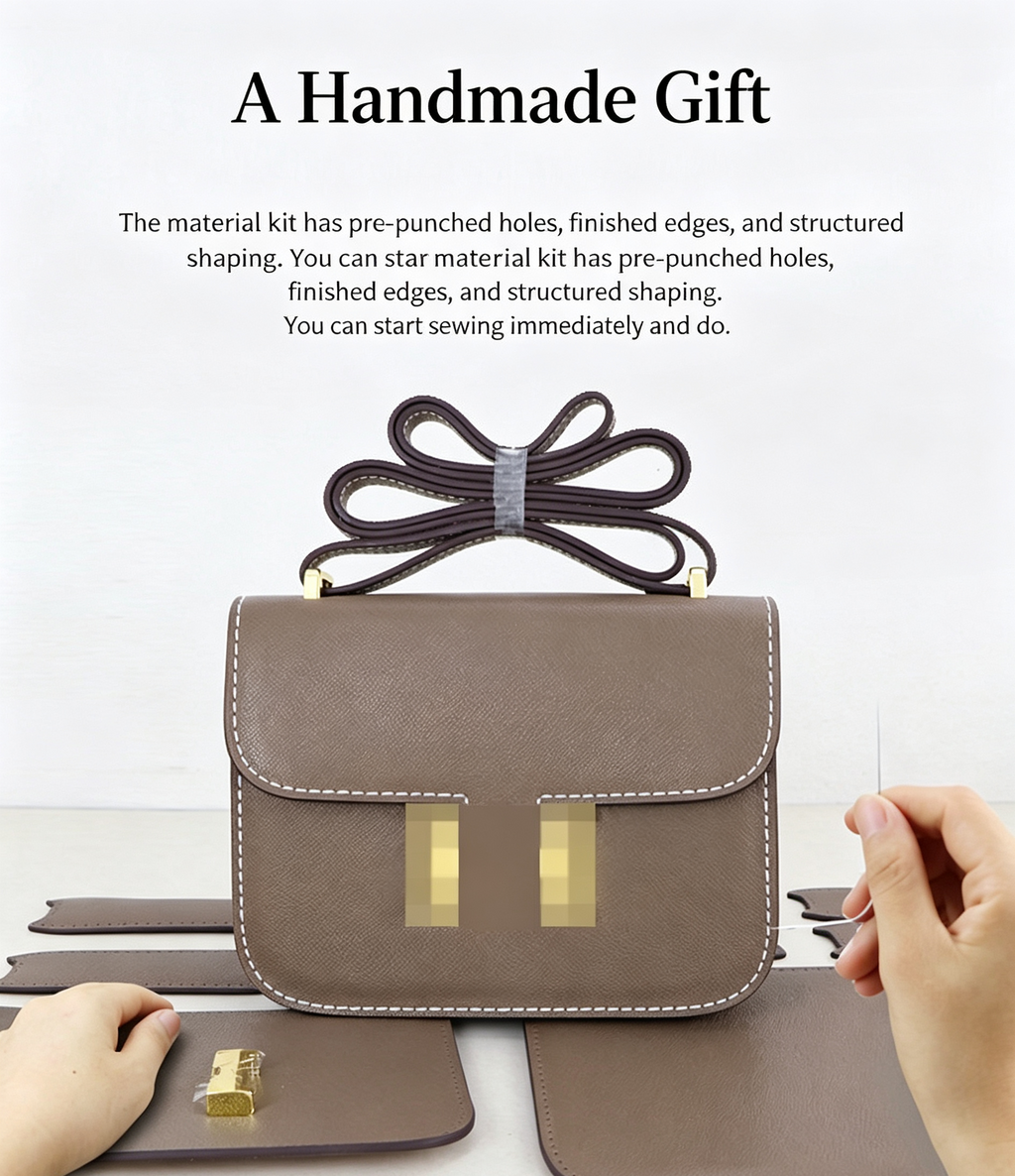 DIY Genuine Leather Crossbody Bag Kit for Beginners – Handmade Shoulder Purse Making Set with Video Tutorial & Complete Materials