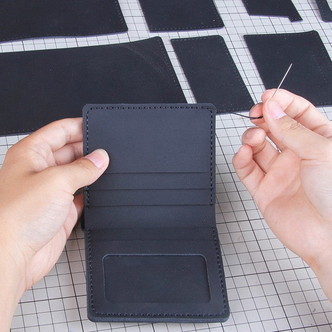 DIY Leather Wallet Kit for Beginners | Handmade Vertical Bi-Fold Cowhide Wallet Craft Set with Video Tutorial